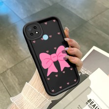 HONTINGA Realme C21 ile Uyumlu Kılıfı Düşüme Önleyici Basitlik Anti Düşme Kamera Korumali Siyah Pembe Papyon Desen Yumuşak Silikon Telefon Kılıfı Kadın ve Erkek Için Uygundur K2-0465