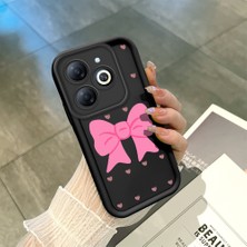 HONTINGA Tecno Spark 20 ile Uyumlu Kılıfı Düşüme Önleyici Basitlik Anti Düşme Kamera Korumali Siyah Pembe Papyon Desen Yumuşak Silikon Telefon Kılıfı Kadın ve Erkek Için Uygundur K2-0465