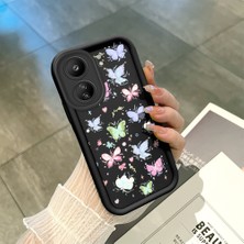 HONTINGA Poco C65 ile Uyumlu Kılıfı Düşüme Önleyici Basitlik Anti Düşme Kamera Korumali Siyah Küçük Kelebek Desen Yumuşak Silikon Telefon Kılıfı Kadın ve Erkek Için Uygundur K2-0464