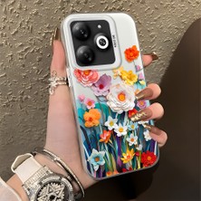 HONTINGA Tecno Spark 20 ile Uyumlu Kılıfı Silikon Kenar Sert Arka Düşüme Önleyici Basitlik Anti Düşme Kamera Korumali Çiçek Desen Telefon Kılıfı Kadın ve Erkek Için Uygundur K1-0859