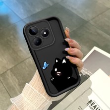HONTINGA Realme C53 ile Uyumlu Kılıfı Düşüme Önleyici Basitlik Anti Düşme Kamera Korumali Siyah Kedi Desen Yumuşak Silikon Telefon Kılıfı Kadın ve Erkek Için Uygundur K2-0265