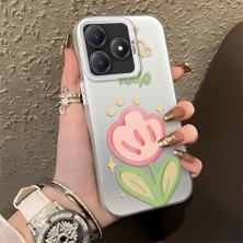 HONTINGA Realme C63 ile Uyumlu Kılıfı Silikon Kenar Sert Arka Düşüme Önleyici Basitlik Anti Düşme Kamera Korumali Çiçek Desen Telefon Kılıfı Kadın ve Erkek Için Uygundur K1-0860