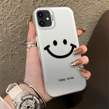 HONTINGA iPhone 12 Pro ile Uyumlu Kılıfı Silikon Kenar Sert Arka Düşüme Önleyici Basitlik Anti Düşme Kamera Korumali Gülümseme Desen Telefon Kılıfı Kadın ve Erkek Için Uygundur K1-0861