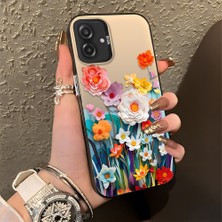 HONTINGA Samsung Galaxy A07 ile Uyumlu Kılıfı Silikon Kenar Sert Arka Düşüme Önleyici Basitlik Anti Düşme Kamera Korumali Çiçek Desen Telefon Kılıfı Kadın ve Erkek Için Uygundur K1-0859