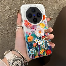 HONTINGA Vivo X300 ile Uyumlu Kılıfı Silikon Kenar Sert Arka Düşüme Önleyici Basitlik Anti Düşme Kamera Korumali Çiçek Desen Telefon Kılıfı Kadın ve Erkek Için Uygundur K1-0859