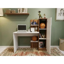 Bicabin Narin Trend Raflı Kitaplıklı Kapaklı Dolaplı Çalışma Masası -Atlantik Çam/Beyaz