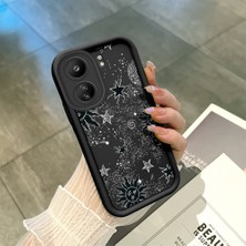 HONTINGA Poco C65 ile Uyumlu Kılıfı Düşüme Önleyici Basitlik Anti Düşme Kamera Korumali Siyah Yıldız Desen Yumuşak Silikon Telefon Kılıfı Kadın ve Erkek Için Uygundur K2-0261