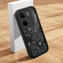 HONTINGA Tecno Camon 20 Pro 4g ile Uyumlu Kılıfı Düşüme Önleyici Basitlik Anti Düşme Kamera Korumali Şirin Kedi Siyah Yıldız Desen Yumuşak Silikon Telefon Kılıfı Kadın ve Erkek Için Uygundur K2-0261