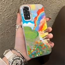 HONTINGA Xiaomi Redmi Note 11S ile Uyumlu Kılıfı Silikon Kenar Sert Arka Düşüme Önleyici Basitlik Anti Düşme Kamera Korumali Gökkuşağı Desen Telefon Kılıfı Kadın ve Erkek Için Uygundur K1-0853