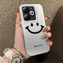 HONTINGA Infinix Smart 8 ile Uyumlu Kılıfı Silikon Kenar Sert Arka Düşüme Önleyici Basitlik Anti Düşme Kamera Korumali Gülümseme Desen Telefon Kılıfı Kadın ve Erkek Için Uygundur K1-0861