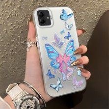 HONTINGA Samsung Galaxy A04E ile Uyumlu Kılıfı Silikon Kenar Sert Arka Düşüme Önleyici Basitlik Anti Düşme Kamera Korumali Kelebek Desen Telefon Kılıfı Kadın ve Erkek Için Uygundur K1-0854