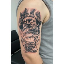 Dövme Kutusu Geçici Dövme – Yelkenli Gemi 3D Motifi ile Özgürlük, Keşif ve Maceranın Sembolü!