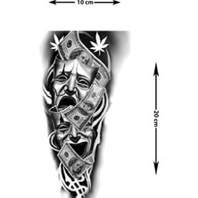 Dövme Kutusu Komedi Trajedi Maske Dolar Esrar Geçici Dövme – Siyah Beyaz