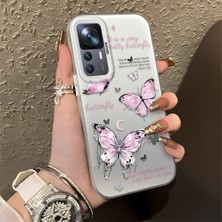 HONTINGA Xiaomi Mi 12T Pro ile Uyumlu Kılıfı Silikon Kenar Sert Arka Düşüme Önleyici Basitlik Anti Düşme Kamera Korumali Kelebek Desen Telefon Kılıfı Kadın ve Erkek Için Uygundur K1-0864