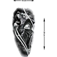 Dövme Kutusu Geçici Dövme – Kükreyen Aslan ve Sparta 3D Motifi ile Cesaret, Güç ve Efsanevi Savaşçılığın Sembolü!