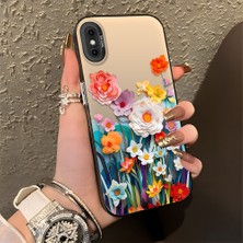 HONTINGA iPhone Xs Max ile Uyumlu Kılıfı Silikon Kenar Sert Arka Düşüme Önleyici Basitlik Anti Düşme Kamera Korumali Çiçek Desen Telefon Kılıfı Kadın ve Erkek Için Uygundur K1-0859