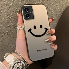 HONTINGA Samsung Galaxy A06 ile Uyumlu Kılıfı Silikon Kenar Sert Arka Düşüme Önleyici Basitlik Anti Düşme Kamera Korumali Gülümseme Desen Telefon Kılıfı Kadın ve Erkek Için Uygundur K1-0861