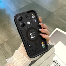 HONTINGA Xiaomi Redmi Note 13 4g ile Uyumlu Kılıfı Düşüme Önleyici Basitlik Anti Düşme Kamera Korumali Siyah Yaratıcılık Desen Yumuşak Silikon Telefon Kılıfı Kadın ve Erkek Için Uygundur K2-0462