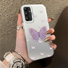 HONTINGA Samsung Galaxy A14 ile Uyumlu Kılıfı Silikon Kenar Sert Arka Düşüme Önleyici Basitlik Anti Düşme Kamera Korumali Kelebek Desen Telefon Kılıfı Kadın ve Erkek Için Uygundur K1-0863