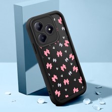 HONTINGA Realme C63 ile Uyumlu Kılıfı Düşüme Önleyici Basitlik Anti Düşme Kamera Korumali Şirin Kedi Siyah Kurdele Düğümü Desen Yumuşak Silikon Telefon Kılıfı Kadın ve Erkek Için Uygundur K2-0463