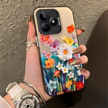 HONTINGA Realme C53 ile Uyumlu Kılıfı Silikon Kenar Sert Arka Düşüme Önleyici Basitlik Anti Düşme Kamera Korumali Çiçek Desen Telefon Kılıfı Kadın ve Erkek Için Uygundur K1-0859