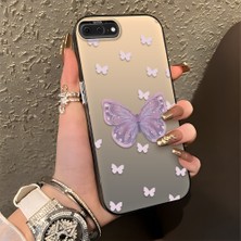 HONTINGA iPhone 7 Plus ile Uyumlu Kılıfı Silikon Kenar Sert Arka Düşüme Önleyici Basitlik Anti Düşme Kamera Korumali Kelebek Desen Telefon Kılıfı Kadın ve Erkek Için Uygundur K1-0863