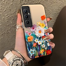 HONTINGA Realme C65 4g ile Uyumlu Kılıfı Silikon Kenar Sert Arka Düşüme Önleyici Basitlik Anti Düşme Kamera Korumali Çiçek Desen Telefon Kılıfı Kadın ve Erkek Için Uygundur K1-0859