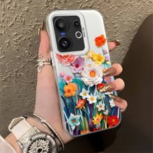HONTINGA Vivo X200 Fe ile Uyumlu Kılıfı Silikon Kenar Sert Arka Düşüme Önleyici Basitlik Anti Düşme Kamera Korumali Çiçek Desen Telefon Kılıfı Kadın ve Erkek Için Uygundur K1-0859