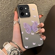 HONTINGA Vivo Y28 ile Uyumlu Kılıfı Silikon Kenar Sert Arka Düşüme Önleyici Basitlik Anti Düşme Kamera Korumali Kelebek Desen Telefon Kılıfı Kadın ve Erkek Için Uygundur K1-0863
