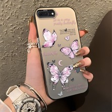 HONTINGA iPhone 7 Plus ile Uyumlu Kılıfı Silikon Kenar Sert Arka Düşüme Önleyici Basitlik Anti Düşme Kamera Korumali Kelebek Desen Telefon Kılıfı Kadın ve Erkek Için Uygundur K1-0864