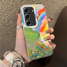 HONTINGA Tecno Camon 40 Pro 5g ile Uyumlu Kılıfı Silikon Kenar Sert Arka Düşüme Önleyici Basitlik Anti Düşme Kamera Korumali Gökkuşağı Desen Telefon Kılıfı Kadın ve Erkek Için Uygundur K1-0853