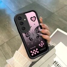 HONTINGA Samsung Galaxy S24 Plus ile Uyumlu Kılıfı Düşüme Önleyici Basitlik Anti Düşme Kamera Korumali Siyah Kelebek Desen Yumuşak Silikon Telefon Kılıfı Kadın ve Erkek Için Uygundur K2-0458