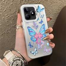 HONTINGA Realme C53 ile Uyumlu Kılıfı Silikon Kenar Sert Arka Düşüme Önleyici Basitlik Anti Düşme Kamera Korumali Kelebek Desen Telefon Kılıfı Kadın ve Erkek Için Uygundur K1-0854