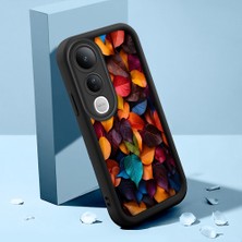 HONTINGA Vivo V50 Lite ile Uyumlu Kılıfı Düşüme Önleyici Basitlik Anti Düşme Kamera Korumali Şirin Kedi Siyah Çiçek Desen Yumuşak Silikon Telefon Kılıfı Kadın ve Erkek Için Uygundur K2-0260