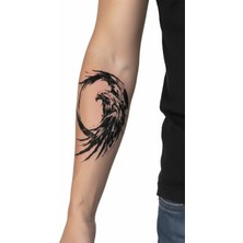 Dövme Kutusu Sanatsal Kartal Geçici Dövme | Siyah Beyaz Yırtıcı Kuş Tasarımı Kol Bacak Dövmesi