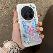 HONTINGA Vivo X200 Pro ile Uyumlu Kılıfı Silikon Kenar Sert Arka Düşüme Önleyici Basitlik Anti Düşme Kamera Korumali Kelebek Desen Telefon Kılıfı Kadın ve Erkek Için Uygundur K1-0854