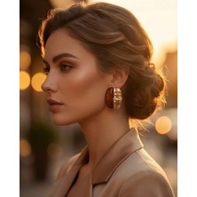 Uretti - Nerman 4053 4754 Gold Kahve Vintage Model Büyük Küpe