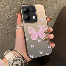 HONTINGA Xiaomi Redmi Note 13 ile Uyumlu Kılıfı Silikon Kenar Sert Arka Düşüme Önleyici Basitlik Anti Düşme Kamera Korumali Pembe Kelebek Desen Telefon Kılıfı Kadın ve Erkek Için Uygundur K1-0862