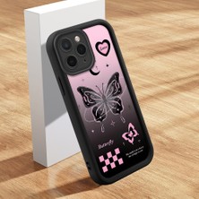 HONTINGA iPhone 11 Pro Max ile Uyumlu Kılıfı Düşüme Önleyici Basitlik Anti Düşme Kamera Korumali Şirin Kedi Siyah Kelebek Desen Yumuşak Silikon Telefon Kılıfı Kadın ve Erkek Için Uygundur K2-0458