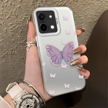 HONTINGA Vivo Y28 ile Uyumlu Kılıfı Silikon Kenar Sert Arka Düşüme Önleyici Basitlik Anti Düşme Kamera Korumali Kelebek Desen Telefon Kılıfı Kadın ve Erkek Için Uygundur K1-0863