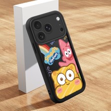 HONTINGA iPhone 17 Pro Max ile Uyumlu Kılıfı Düşüme Önleyici Basitlik Anti Düşme Kamera Korumali Şirin Kedi Siyah Sünger Bob Desen Yumuşak Silikon Telefon Kılıfı Kadın ve Erkek Için Uygundur K2-0264