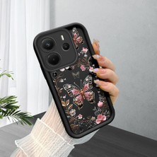 HONTINGA Xiaomi Redmi Note 14 ile Uyumlu Kılıfı Düşüme Önleyici Basitlik Anti Düşme Kamera Korumali Siyah Gümüş Kelebek Desen Yumuşak Silikon Telefon Kılıfı Kadın ve Erkek Için Uygundur K2-0459