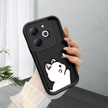 HONTINGA Tecno Spark 20C ile Uyumlu Kılıfı Düşüme Önleyici Basitlik Anti Düşme Kamera Korumali Siyah Kedi Desen Yumuşak Silikon Telefon Kılıfı Kadın ve Erkek Için Uygundur K2-0265