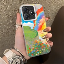 HONTINGA Realme C63 ile Uyumlu Kılıfı Silikon Kenar Sert Arka Düşüme Önleyici Basitlik Anti Düşme Kamera Korumali Gökkuşağı Desen Telefon Kılıfı Kadın ve Erkek Için Uygundur K1-0853