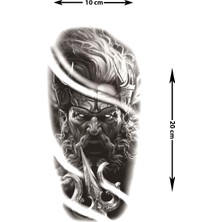 Dövme Kutusu Yıldırımlı Tanrı Portresi Geçici Dövme – Gerçekçi Siyah Beyaz