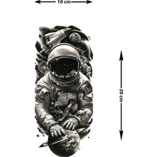 Dövme Kutusu Astronot Uzay Gerçekçi Geçici Dövme – Siyah Beyaz Realism