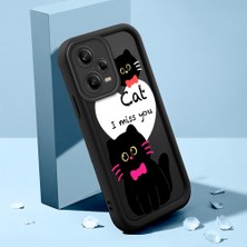 HONTINGA Redmi Note 12 Pro 5g ile Uyumlu Kılıfı Düşüme Önleyici Basitlik Anti Düşme Kamera Korumali Şirin Kedi Siyah Kedi Desen Yumuşak Silikon Telefon Kılıfı Kadın ve Erkek Için Uygundur K2-0258