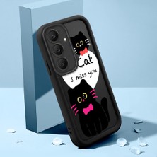 HONTINGA Samsung Galaxy S25 Fe ile Uyumlu Kılıfı Düşüme Önleyici Basitlik Anti Düşme Kamera Korumali Şirin Kedi Siyah Kedi Desen Yumuşak Silikon Telefon Kılıfı Kadın ve Erkek Için Uygundur K2-0258