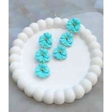 Myth Atelier Myth Love El Yapımı Mint Sallantılı Özel Tasarım Çiçek Küpe - Zarif ve Şık