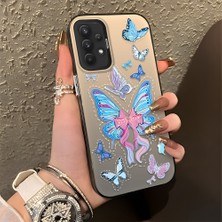 HONTINGA Samsung Galaxy A32 ile Uyumlu Kılıfı Silikon Kenar Sert Arka Düşüme Önleyici Basitlik Anti Düşme Kamera Korumali Kelebek Desen Telefon Kılıfı Kadın ve Erkek Için Uygundur K1-0854